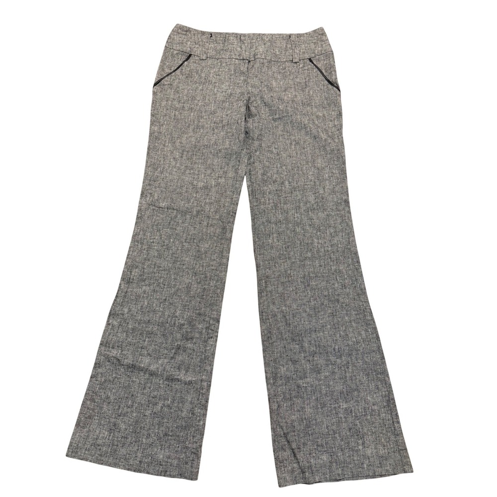 IZ Byer California Gray Linen Blend Wide Leg Career Pants Size 9 Office Chic